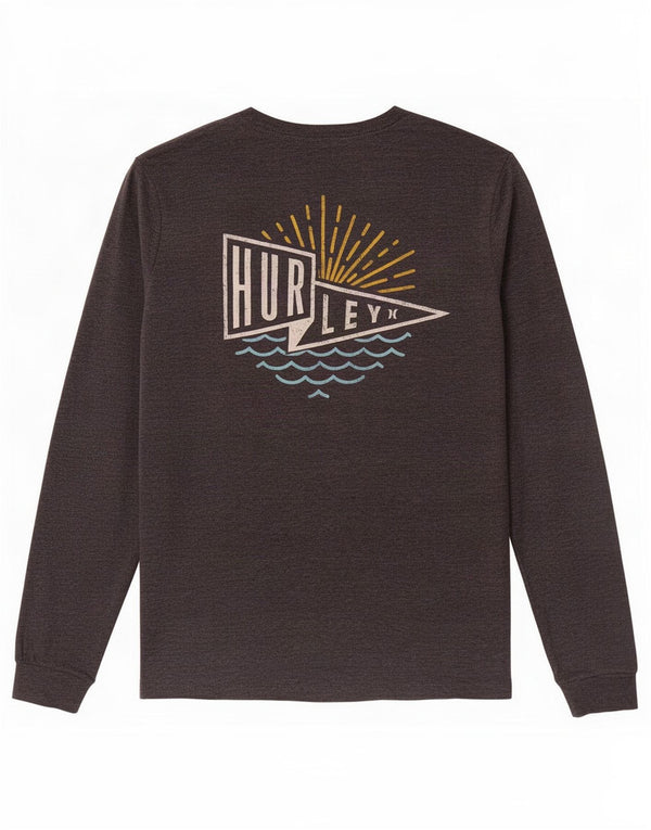Hurley Mens Graphic Top Long Sleeve Small Grey Cotton