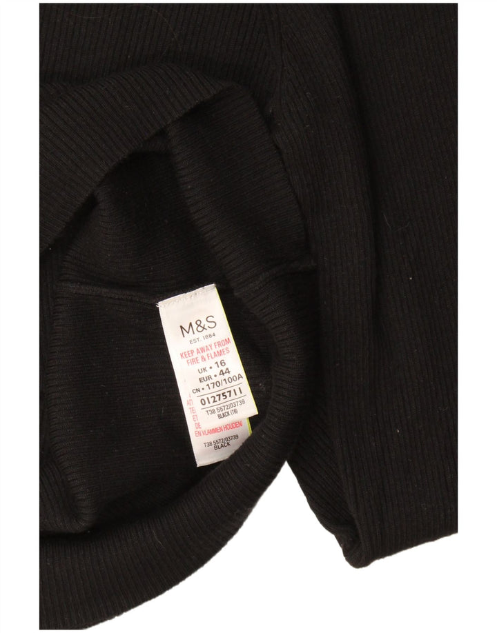 Marks & Spencer Top da donna a maniche lunghe UK 16 Large in viscosa nera