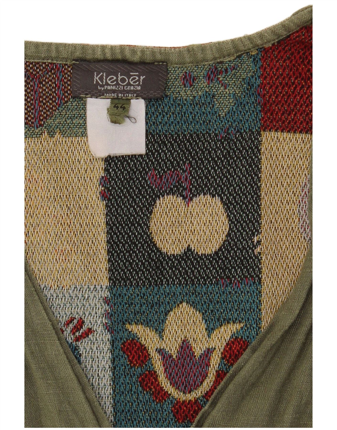 Camicetta camicia senza maniche vintage da donna IT 44 Patchwork kaki medio
