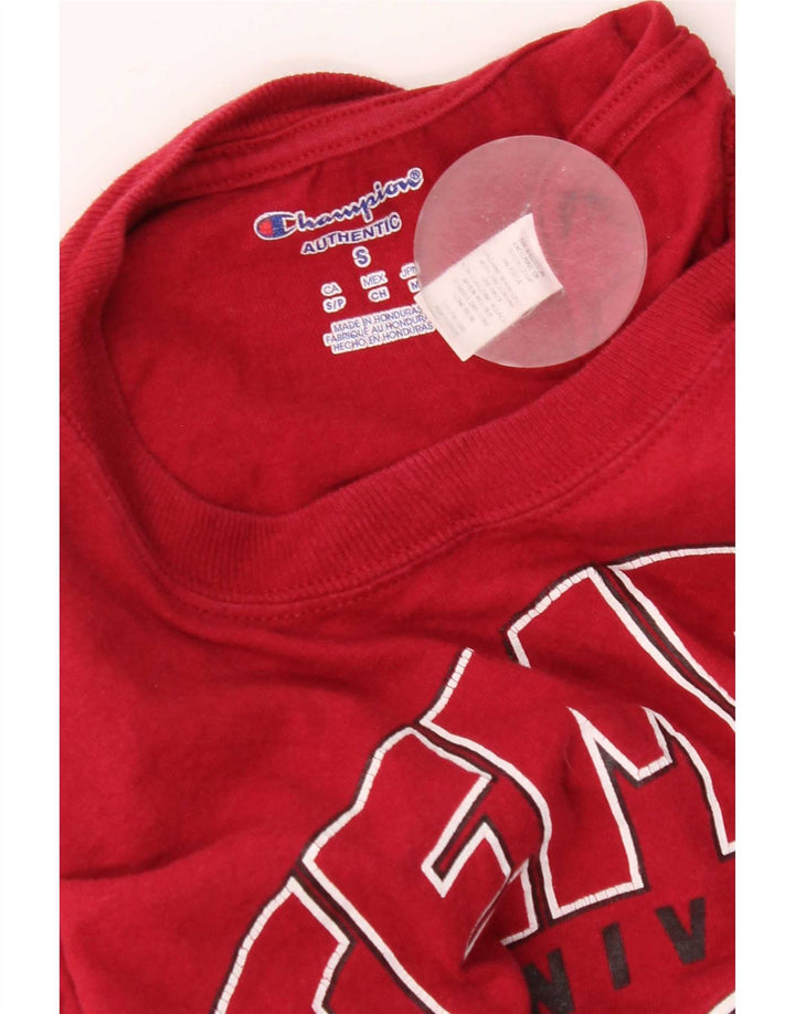 Champion Mens Temple University Graphic Top manica lunga piccolo cotone rosso