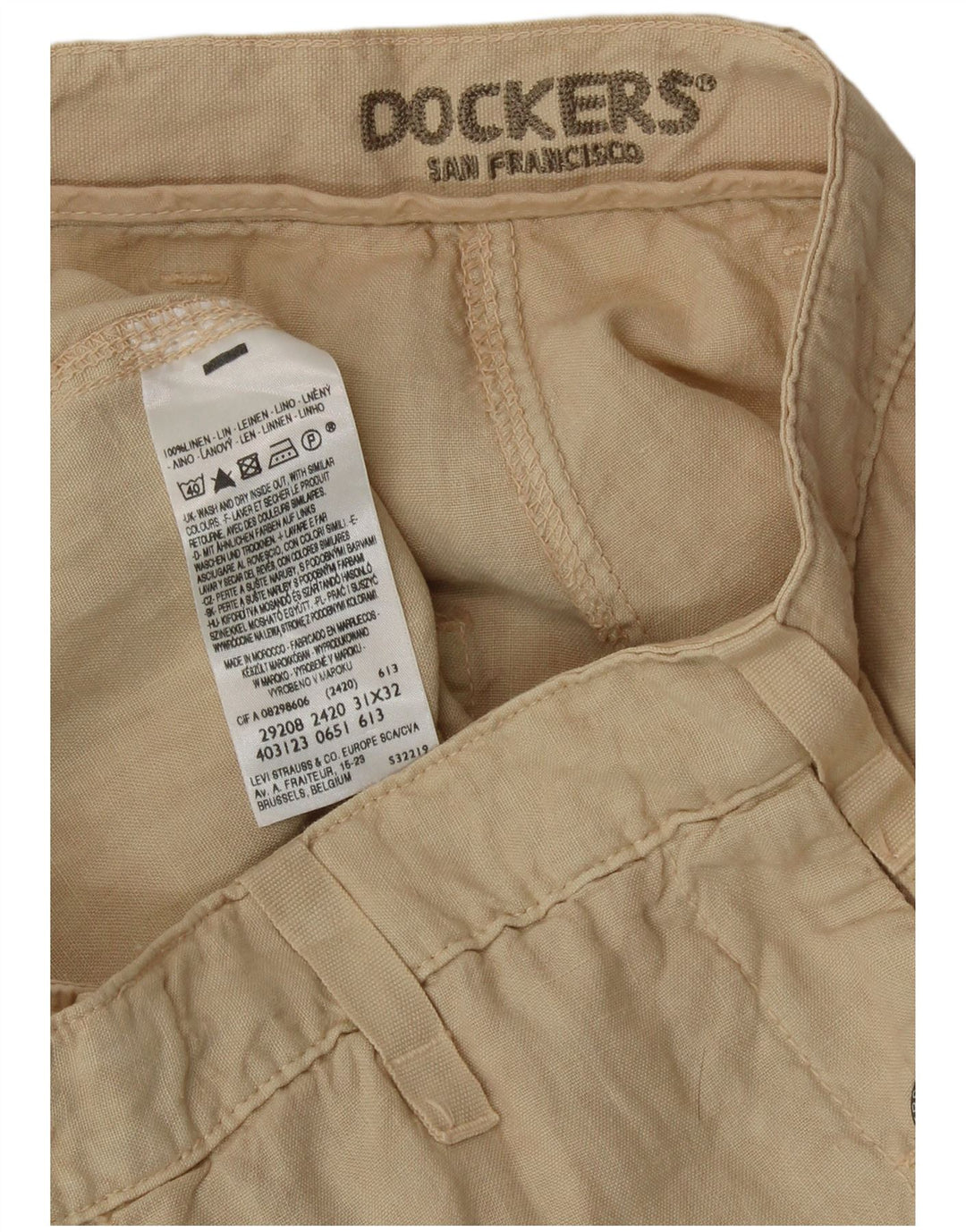 DOCKERS Pantaloni chino dritti da uomo W31 L32 Cotone beige