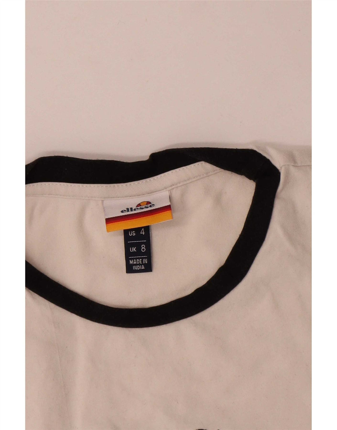 T-shirt grafica da donna Ellesse Top UK 8 piccola in cotone bianco