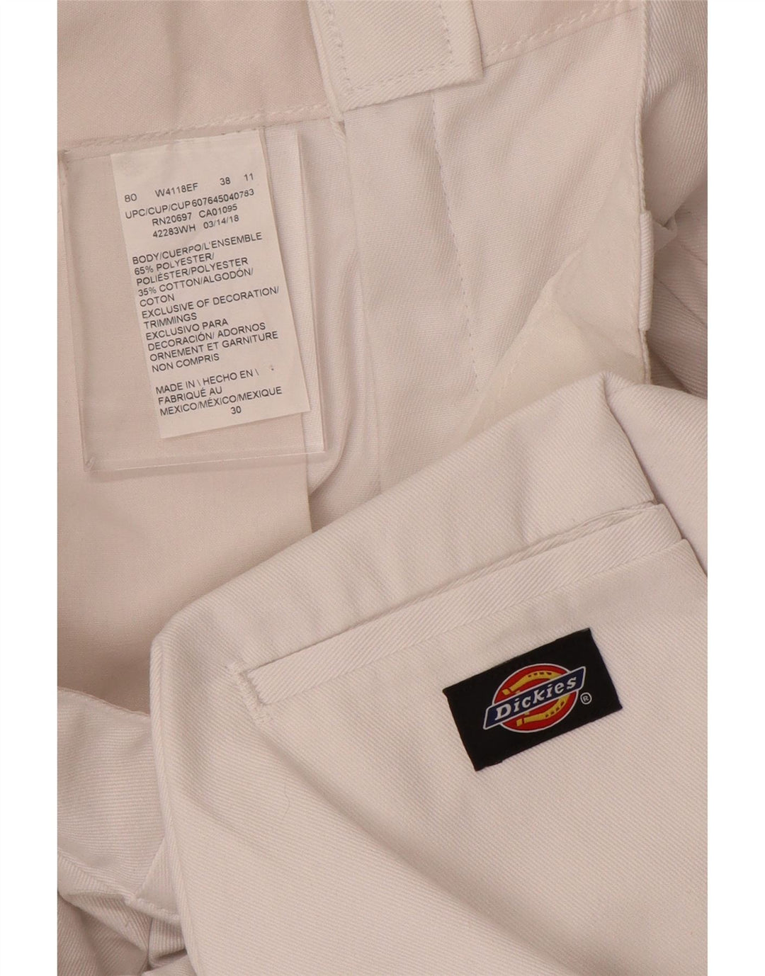 DICKIES Womens High Waist Cargo Shorts W30 Medium White Polyester
