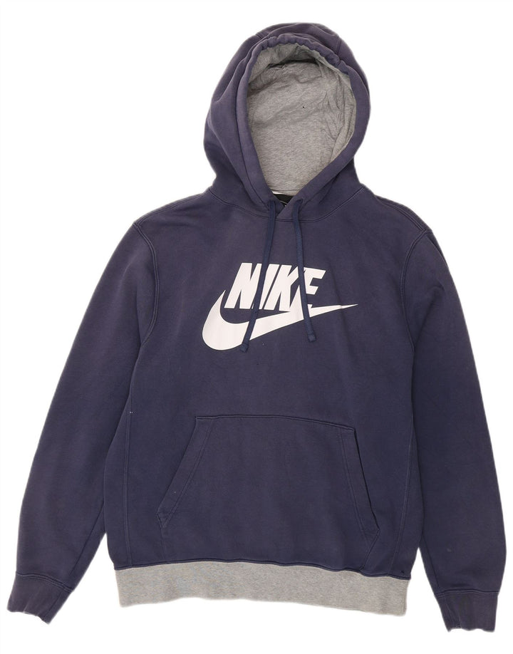 Felpa con cappuccio grafica Nike da uomo in cotone medio blu navy
