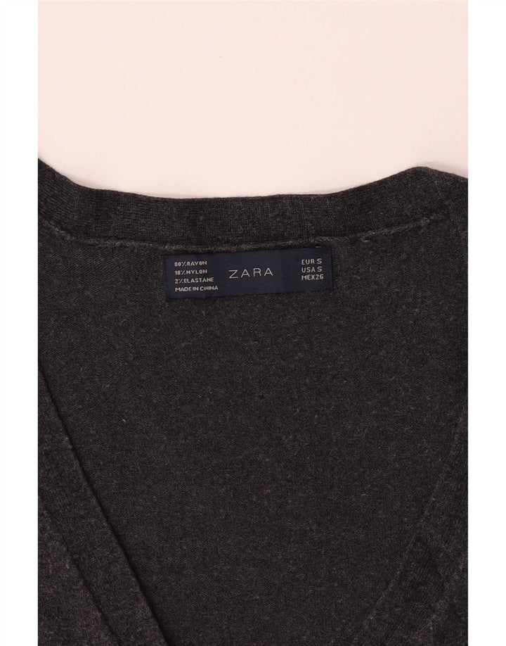 Maglione cardigan da donna Zara UK 10 piccolo rayon grigio