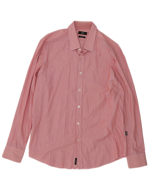 Camicia Hugo Boss da uomo vestibilità regolare XL rosso gessato
