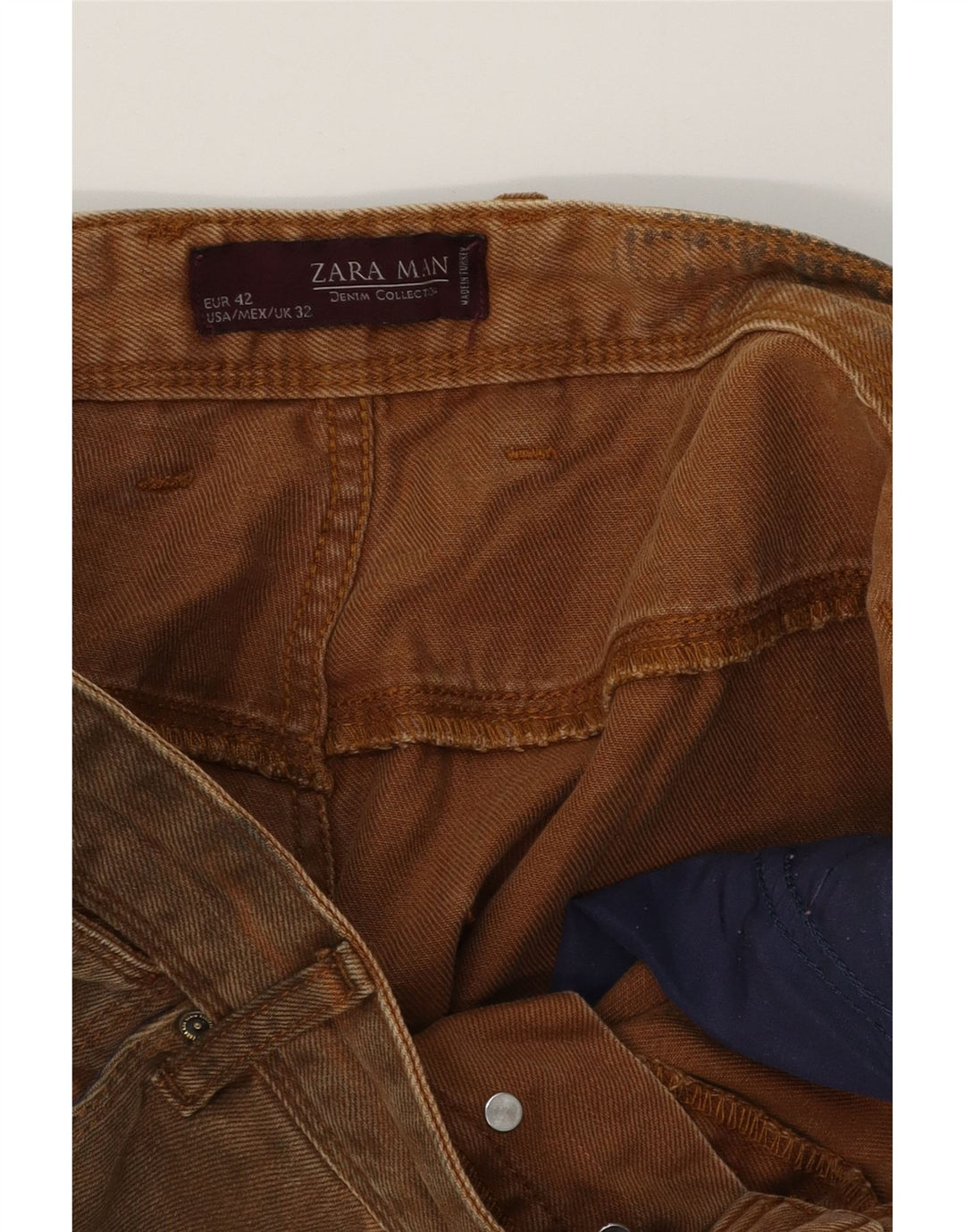Jeans slim invecchiati ZARA da uomo EU 42 Large W32 L30 cotone marrone
