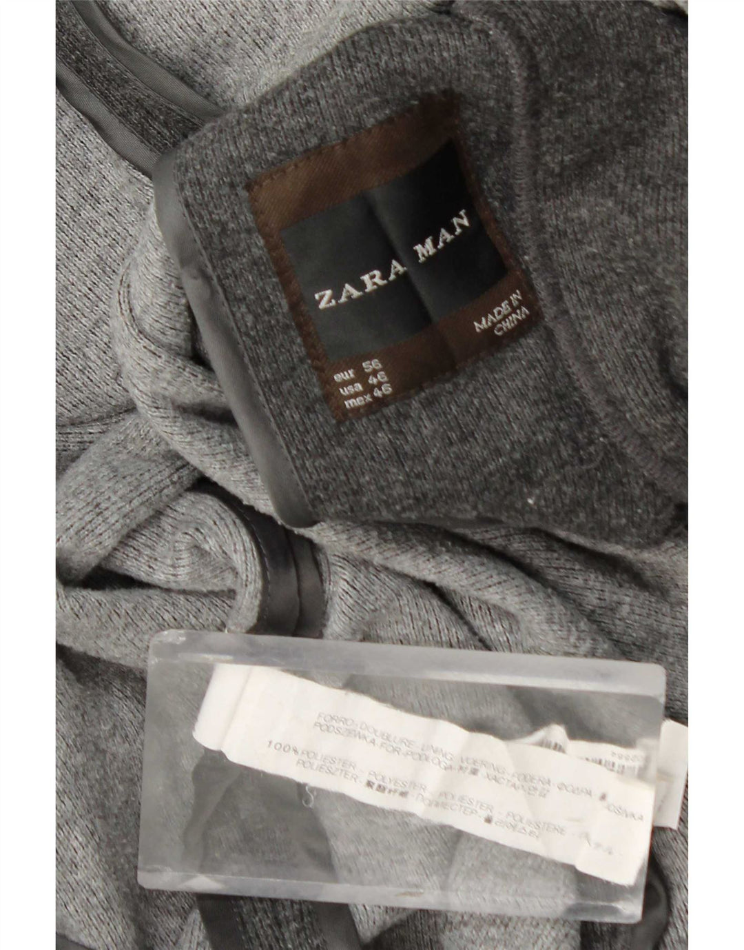 Giacca blazer da uomo a 2 bottoni Zara EU 56 XL poliestere grigio