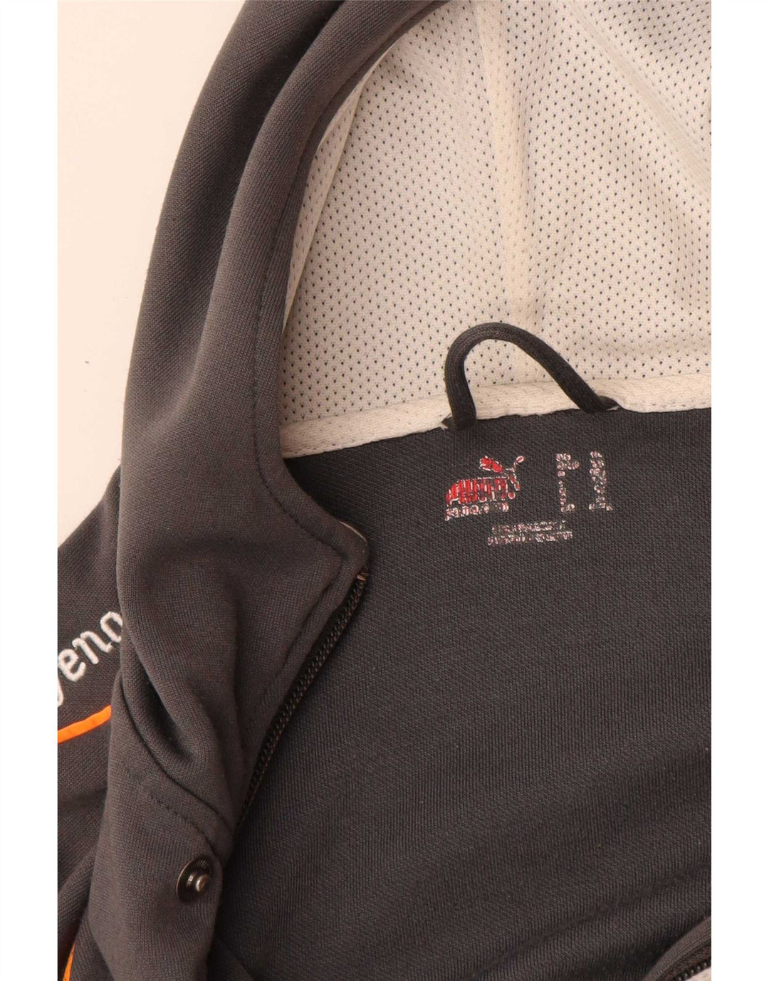 Felpa con cappuccio e zip da ragazzo Puma 12-13 anni in poliestere grigio