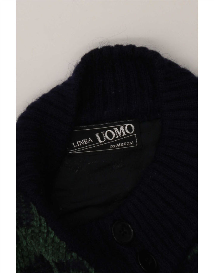 Maglione cardigan da uomo Marzia 2XL Blu navy geometrico