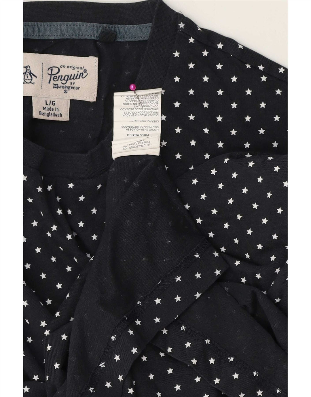 T-shirt da uomo Penguin Top grande in cotone maculato blu navy