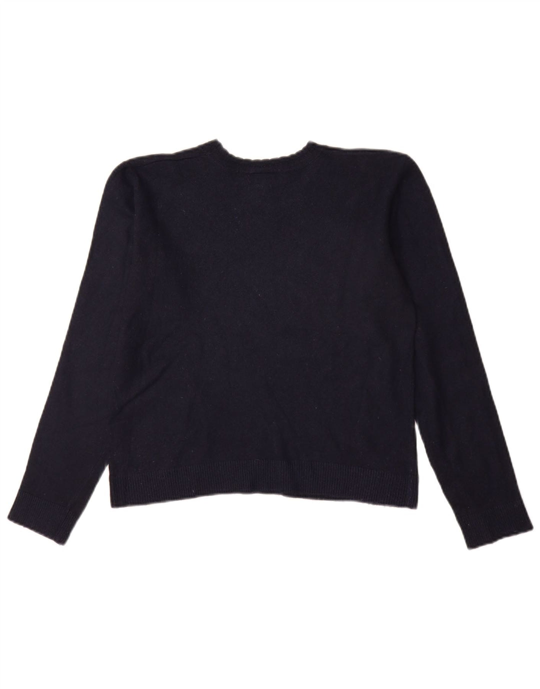 Maglione maglione girocollo corto da donna Lacoste UK 12 medio in lana blu navy