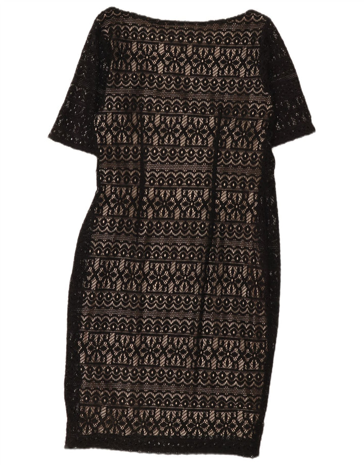 Abito tubino in pizzo da donna Marks & Spencer UK 12 medio nero floreale