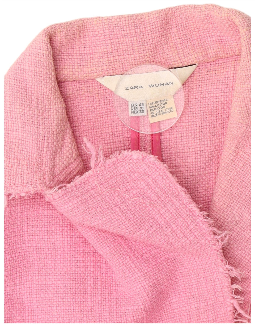 Giacca blazer corta a 1 bottone da donna Zara EU 42 grande cotone rosa