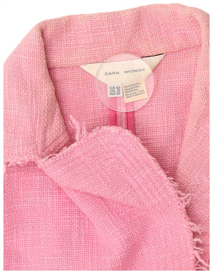 Giacca blazer corta a 1 bottone da donna Zara EU 42 grande cotone rosa
