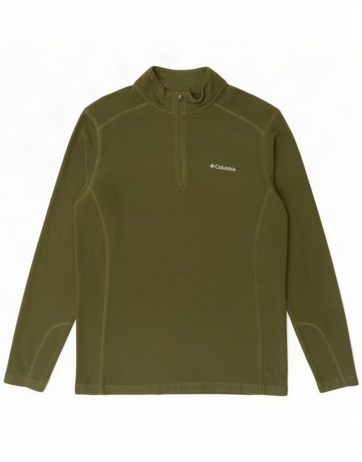 Columbia Uomo Maglione in pile con zip e collo in poliestere verde medio