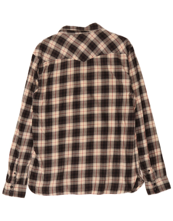 Camicia in flanella da uomo All Saints, cotone a quadri neri grandi