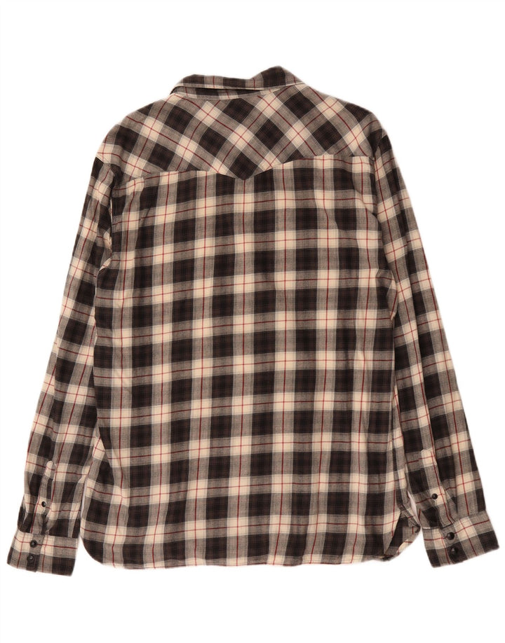 Camicia in flanella da uomo All Saints, cotone a quadri neri grandi