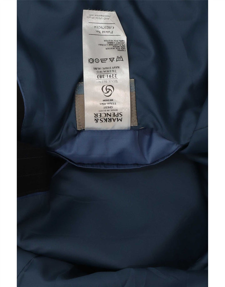Giacca blazer a 2 bottoni da uomo Marks & Spencer UK 46 XL gessato blu navy