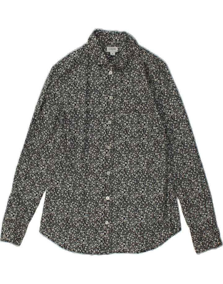 J. CREW Womens Shirt UK 10 Small Grey Floral Cotton Vintage J. Crew and Second-Hand J. Crew from Messina Hembry 