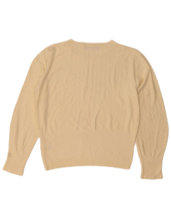 Maglione maglione girocollo da donna Marks & Spencer UK 12 Viscosa beige medio