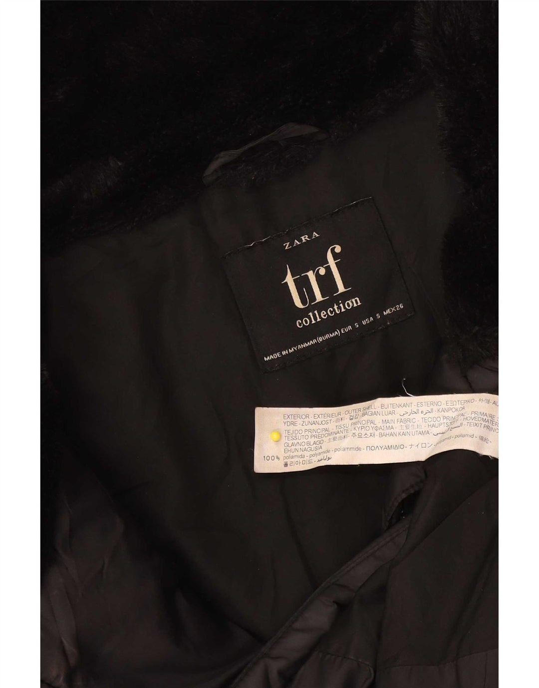 Giacca imbottita Zara da donna UK 10 Small nera in poliammide