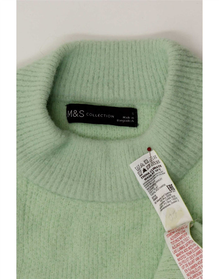 Maglione maglione a collo alto da donna Marks & Spencer UK 10 piccolo verde