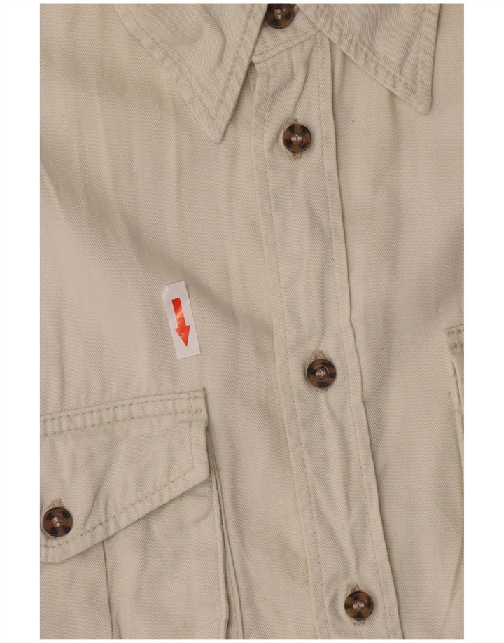 Camicia militare a maniche corte da uomo Wrangler in cotone bianco sporco medio