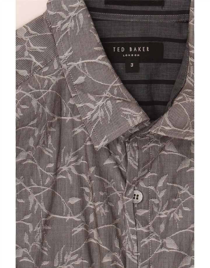 Camicia da uomo Ted Baker taglia 3 grigio medio floreale