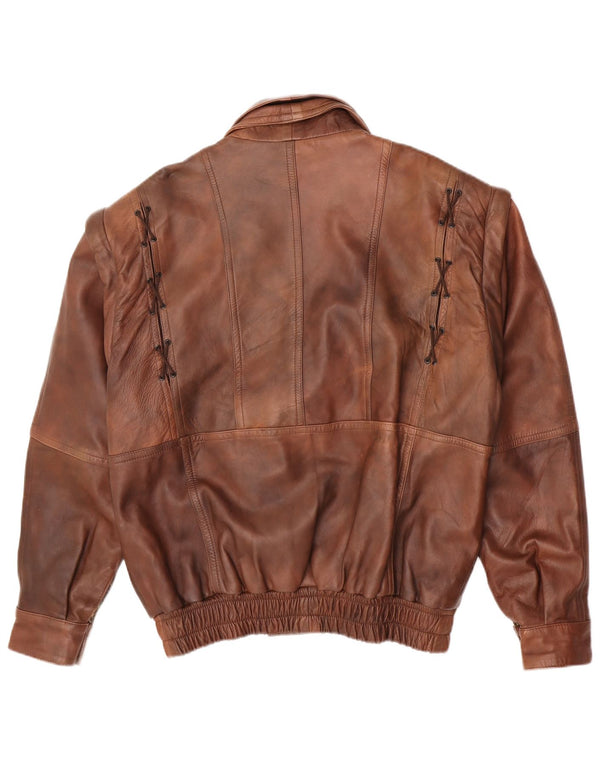 Vintage Mens Leather Jacket UK 40 Large Brown Leather