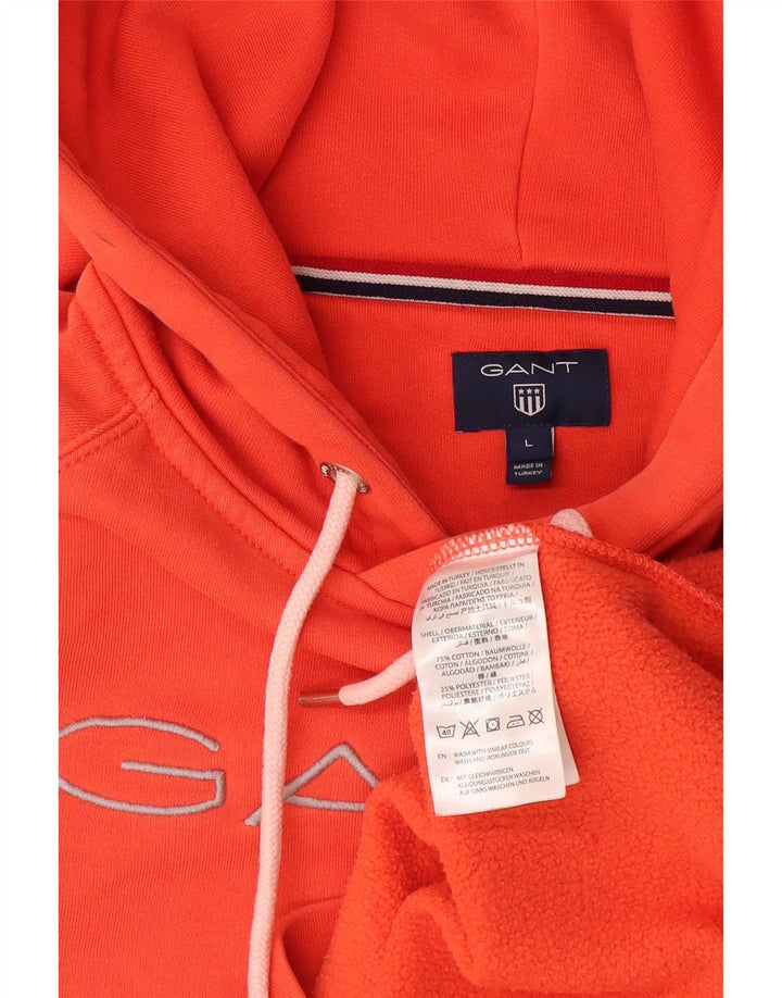 Gant Felpa con cappuccio grafica da uomo, grande, in cotone arancione