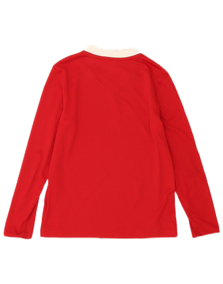 Top Adidas Climalite da ragazzo a manica lunga 9-10 anni in poliestere rosso medio