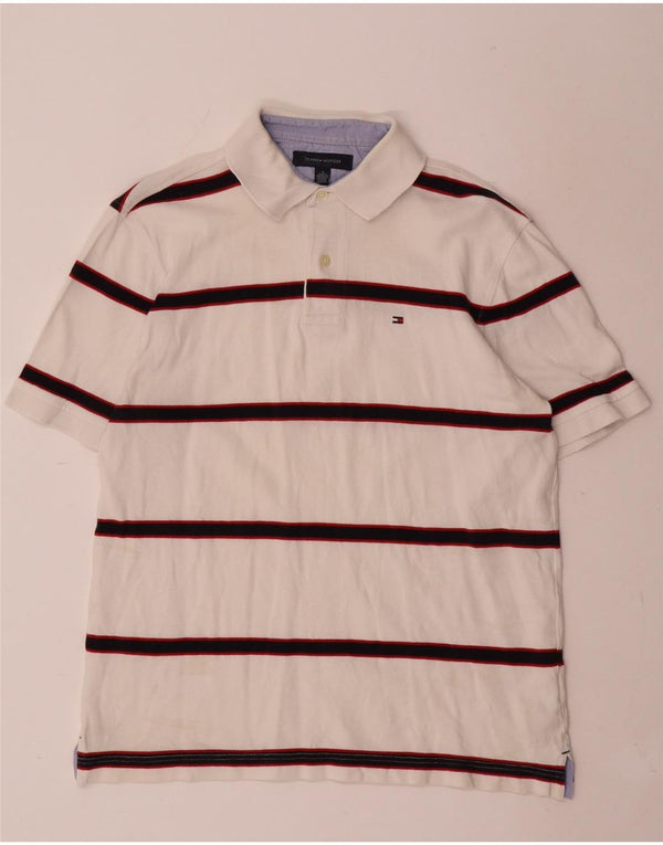 Polo da uomo Tommy Hilfiger in cotone a righe bianche medie
