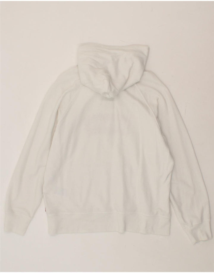 LEVI'S Womens Graphic Hoodie Jumper UK 14 Medium White Cotton Vintage Levi's and Second-Hand Levi's from Messina Hembry 