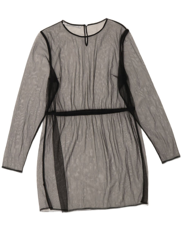 CALVIN KLEIN JEANS Womens See Through Shift Dress UK 10 Small Black