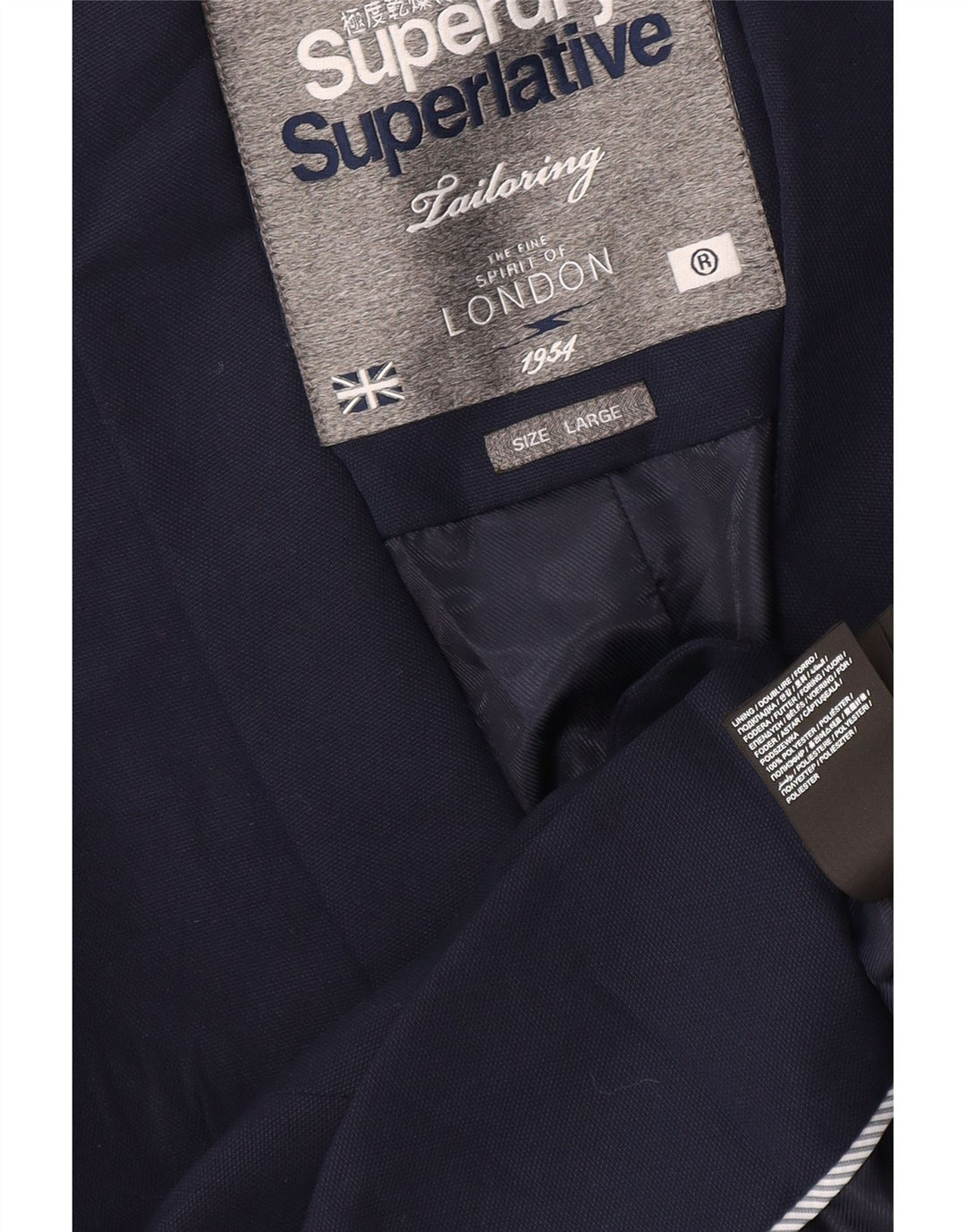 Giacca blazer da donna a 1 bottone Superdry UK 16 grande poliestere blu navy