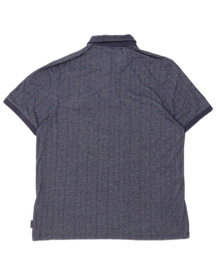 Polo da uomo TED BAKER taglia 6 2XL cotone a spina di pesce blu navy