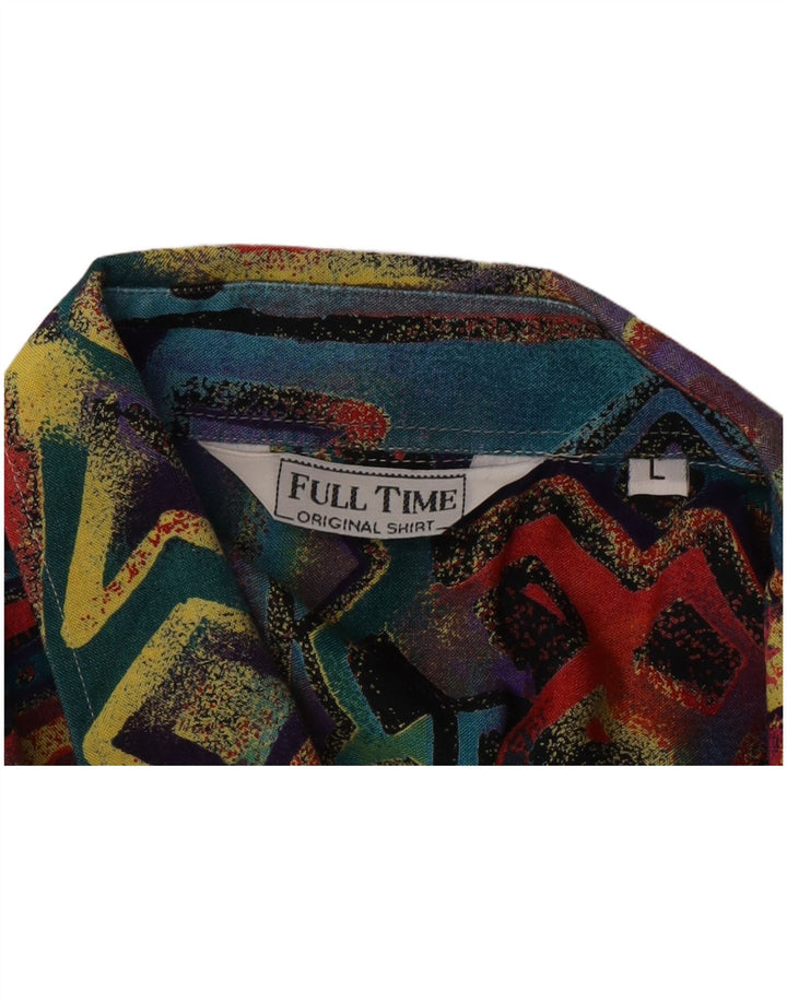 Camicia vintage da uomo a maniche corte grande geometrica multicolore
