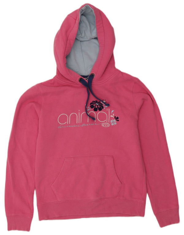 Maglione con cappuccio grafico da donna Animal UK 10 piccolo cotone rosa