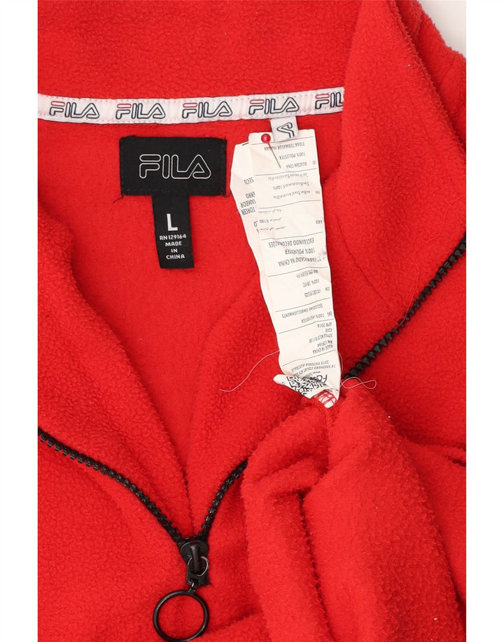 Maglione in pile da donna Fila con collo corto e zip UK 16 grande poliestere rosso