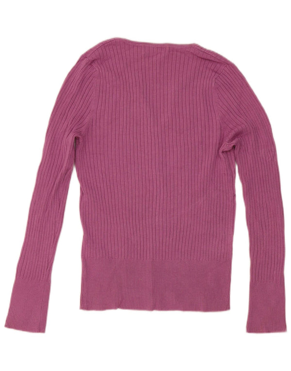 Maglione da donna Marks & Spencer con scollo a V UK 12 Viscosa rosa medio