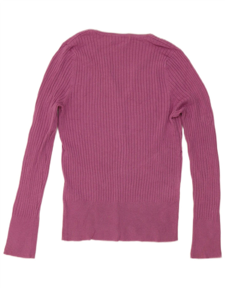 Maglione da donna Marks & Spencer con scollo a V UK 12 Viscosa rosa medio