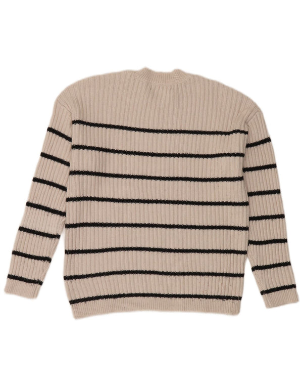 Maglione maglione girocollo da donna Marks & Spencer UK 10 piccolo a righe bianche