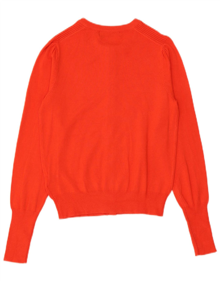 Maglione cardigan corto da donna Marks & Spencer UK 8 piccolo viscosa arancione