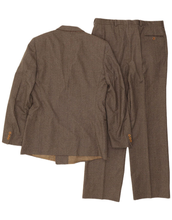 Abito vintage da uomo in 2 pezzi IT 50 Large W32 L32 Lana a quadri marrone