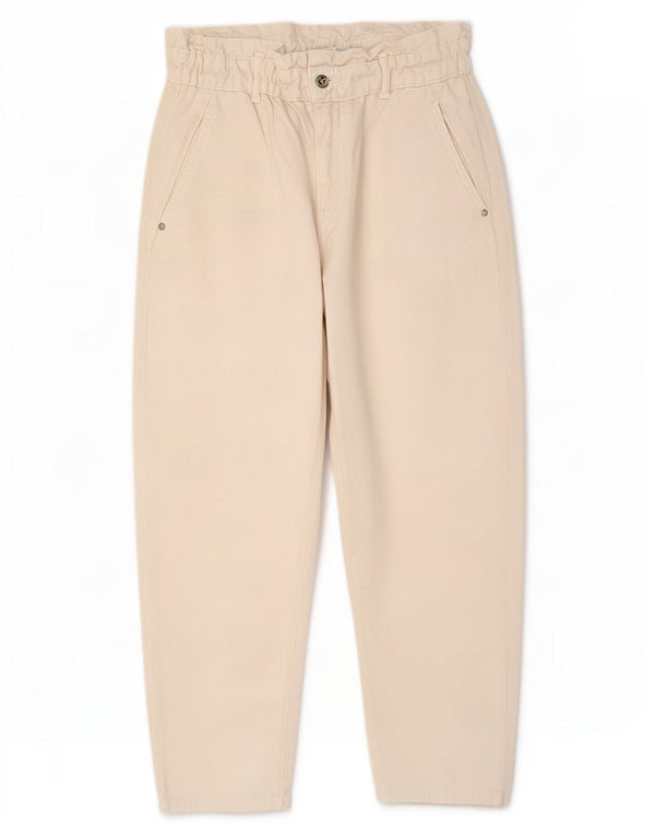Jeans corti a vita alta da donna Zara EU 40 medio W30 L25 cotone beige