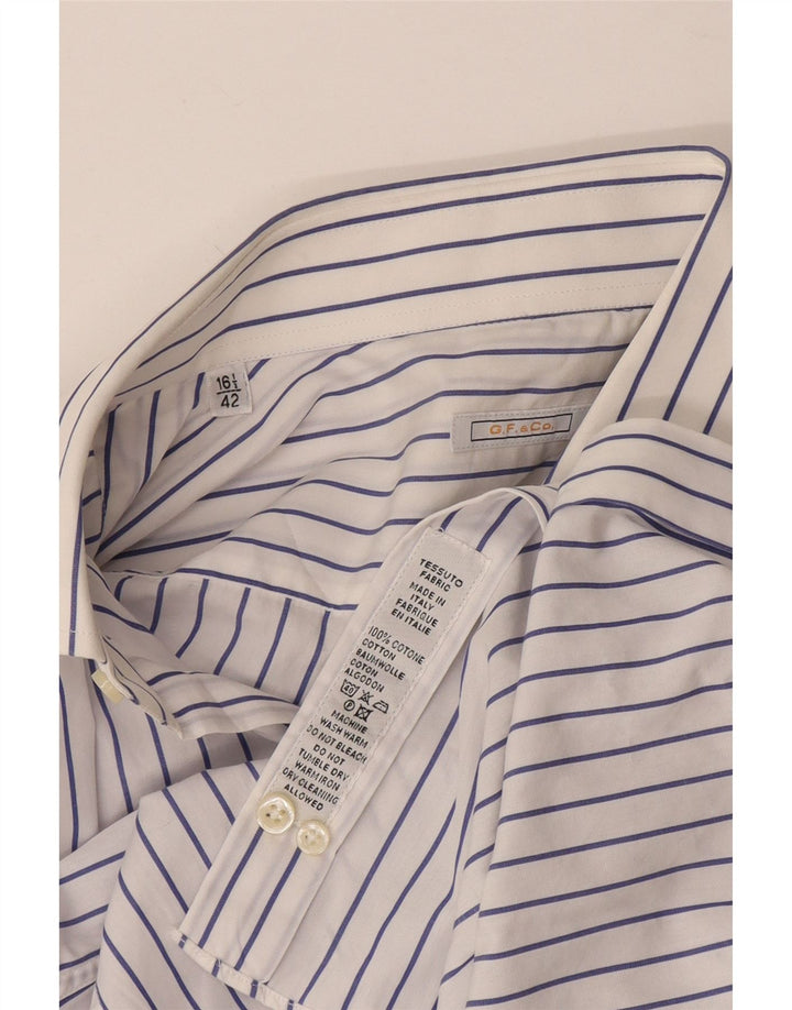 Camicia da uomo GIANFRANCO FERRE taglia 42 16 1/2 grande cotone a righe blu