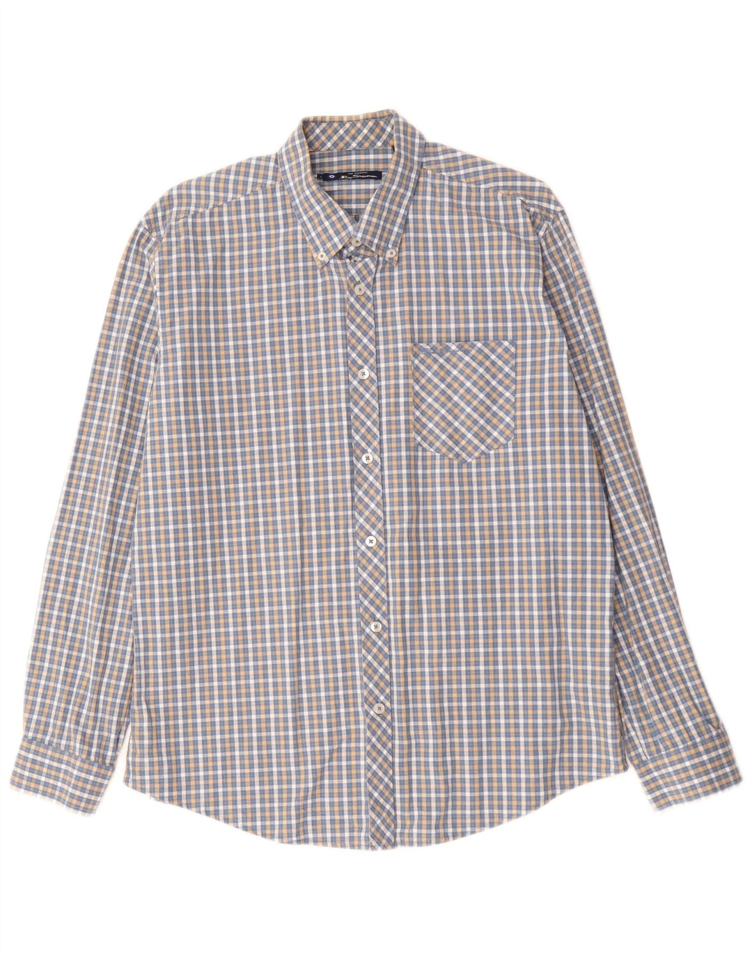 BEN SHERMAN Camicia da uomo in cotone a quadri grandi blu