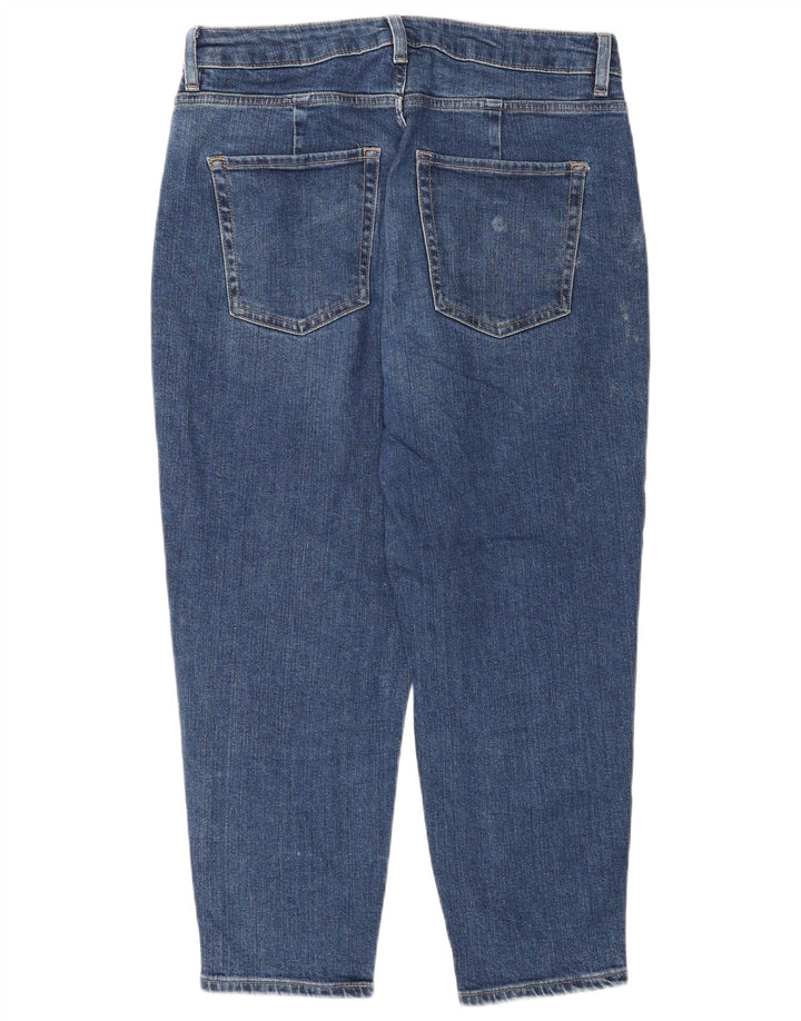 Jeans cropped a vita alta da donna Marks & Spencer UK 12 medio W30 L25 blu