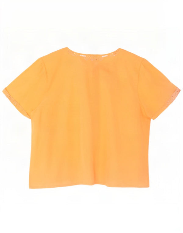 Camicetta camicia a maniche corte da donna vintage IT 42 Seta floreale arancione medio